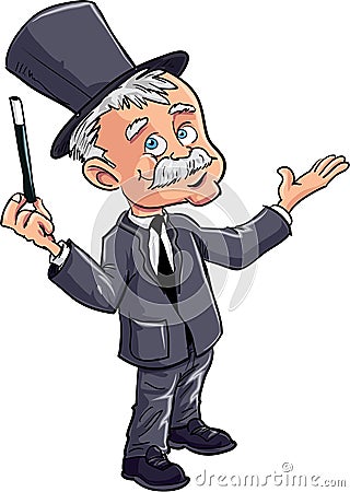 Cartoon magician with a wand Stock Photo