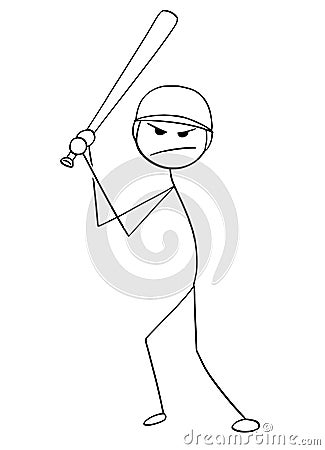 Cartoon of Male Baseball Player Batter Vector Illustration