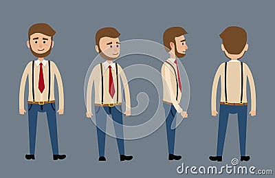 Cartoon Male Character with Beard Illustration Vector Illustration