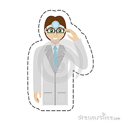 cartoon male doctor glasses smile Cartoon Illustration