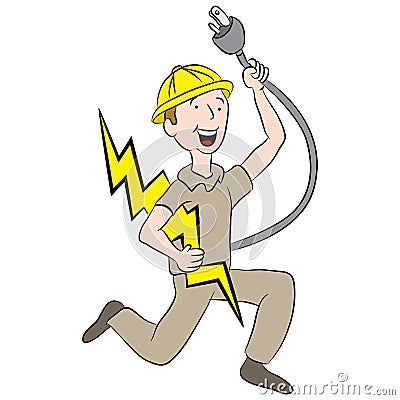 Cartoon Male Electrician Vector Illustration