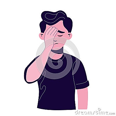 Cartoon male making gesture face palm in complete disappointment and disbelief isolated Vector Illustration