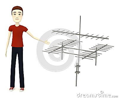 Cartoon man with antenna Stock Photo