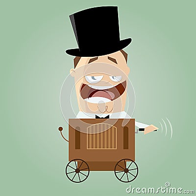 Cartoon man with barrel organ Cartoon Illustration