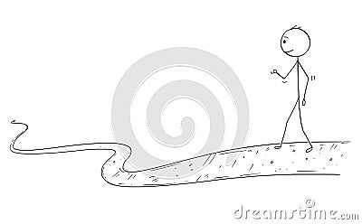 Cartoon of Man or Businessman Walking on Path Ending in Infinity Vector Illustration