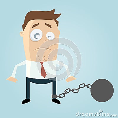 Cartoon man in chains Vector Illustration