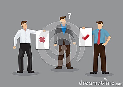 Cartoon Man Confused by Conflicting Advice from Different People Vector Illustration Vector Illustration