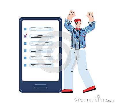 Cartoon man with deadline stress looking at unfinished business list Vector Illustration