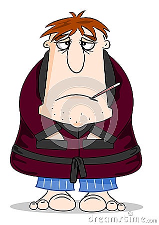 A cartoon man feeling ill Vector Illustration