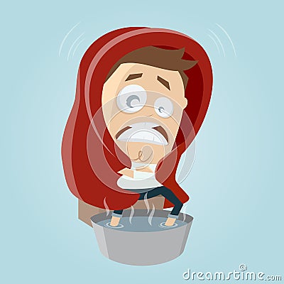 Cartoon man is freezing Vector Illustration