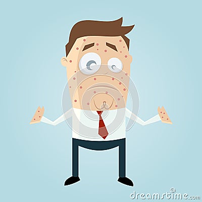 Cartoon man with measles Vector Illustration