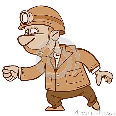 Cartoon man miner goes Vector Illustration