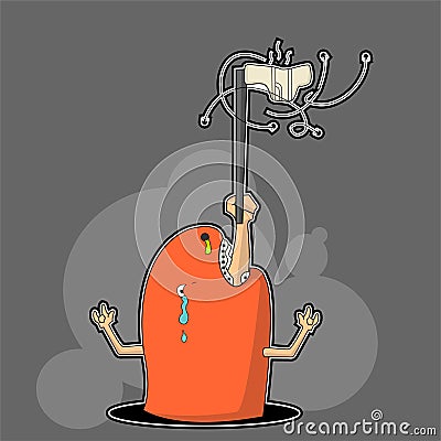 Cartoon a man out of mounth worm Cartoon Illustration