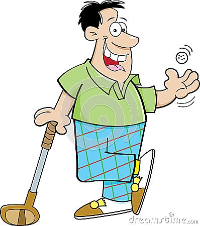 Cartoon man playing golf Vector Illustration