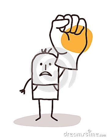 Cartoon man saying NO with raised fist Vector Illustration