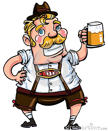 Cartoon man wearing a lederhosen Vector Illustration