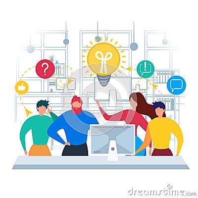 Cartoon Man Woman Discuss Problem Find Solution Vector Illustration