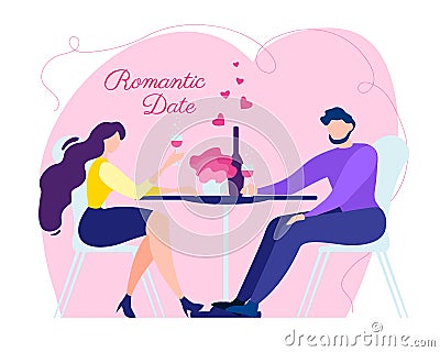 Cartoon Man Woman Romantic Date Love Relationship Vector Illustration