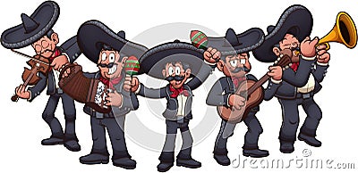 Cartoon Mariachi Band. Vector clip art illustration with simple gradients. All in one single layer. Vector Illustration