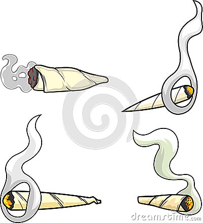 Cartoon Marijuana Cannabis Cigarettes. Vector Collection Set Vector Illustration