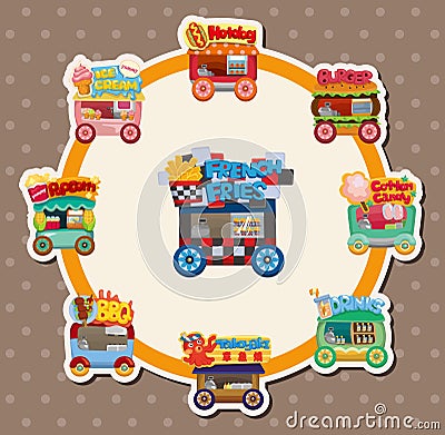 Cartoon market store car card Vector Illustration