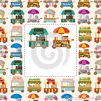 Cartoon market store car card Vector Illustration