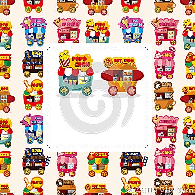 Cartoon market store car card Vector Illustration