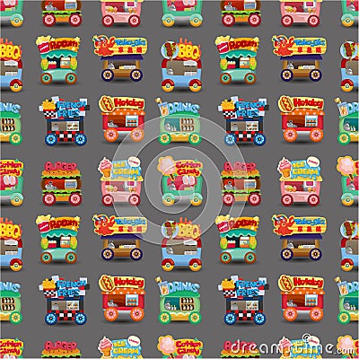 Cartoon market store car seamless pattern Vector Illustration