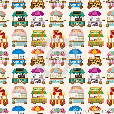 Cartoon market store car seamless pattern Vector Illustration