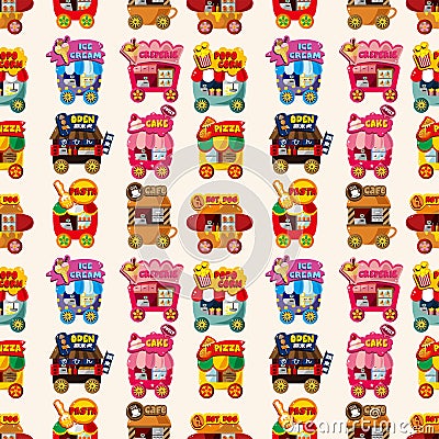 Cartoon market store car seamless pattern Vector Illustration