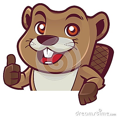 Beaver Behind Sign Vector Illustration