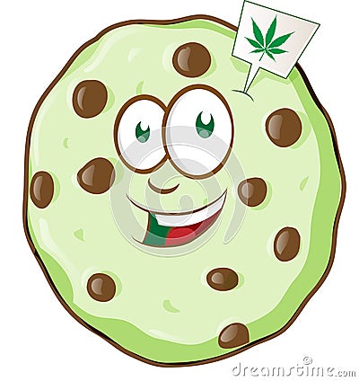 Cartoon mascot cookie with marijuana flavor Vector Illustration
