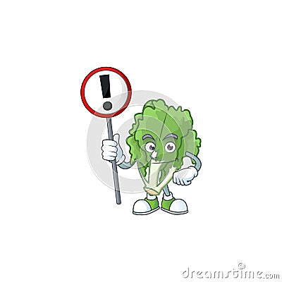 Cartoon mascot of endive bring sign in his hand Vector Illustration