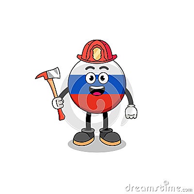 Cartoon mascot of russia flag firefighter Vector Illustration