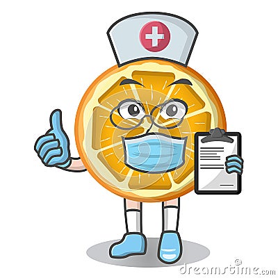 Cartoon mascot of slice orange fruit doctor , character design Vector Illustration