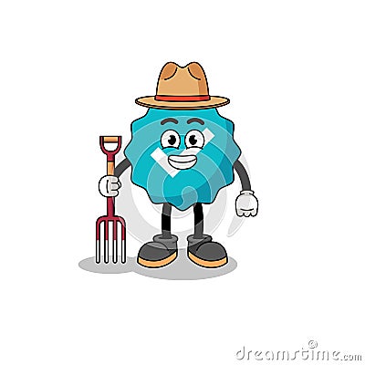 Cartoon mascot of verified sign farmer Vector Illustration