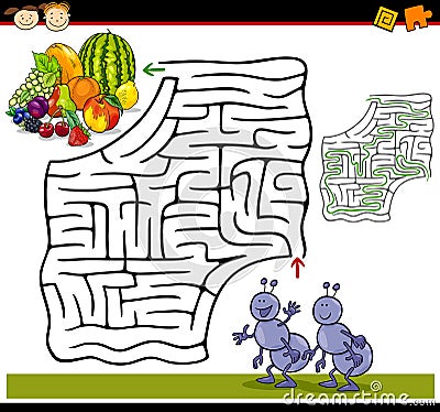 Cartoon maze or labyrinth game Vector Illustration