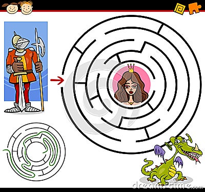 Cartoon maze or labyrinth game Vector Illustration