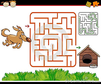 Cartoon maze or labyrinth game Vector Illustration