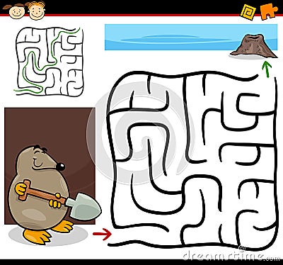 Cartoon maze or labyrinth game Vector Illustration