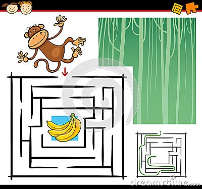 Cartoon maze or labyrinth game Vector Illustration