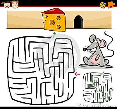 Cartoon maze or labyrinth game Vector Illustration