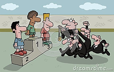 Cartoon of a medal ceremony Stock Photo