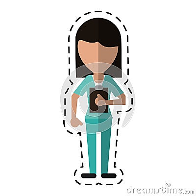 Cartoon medical staff female clipboard health Vector Illustration