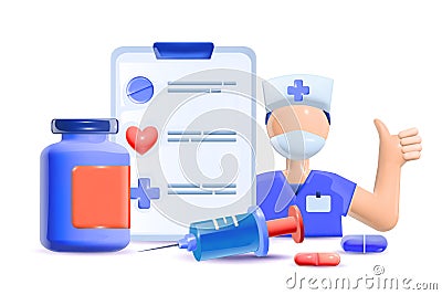 Cartoon Medicine Prescription Composition Vector Illustration