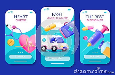 Cartoon Medicine Vertical Banners Vector Illustration