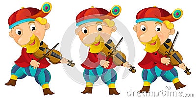 Cartoon medieval character - jester with violin - isolated Cartoon Illustration