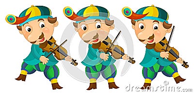 Cartoon medieval character - jester with violin - isolated Cartoon Illustration