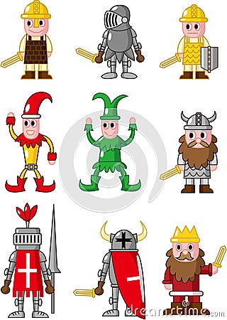 Cartoon medieval people icon Vector Illustration