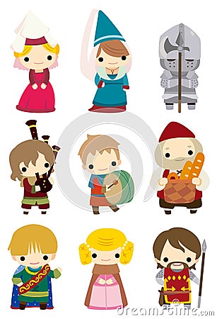 Cartoon Medieval people icon Vector Illustration